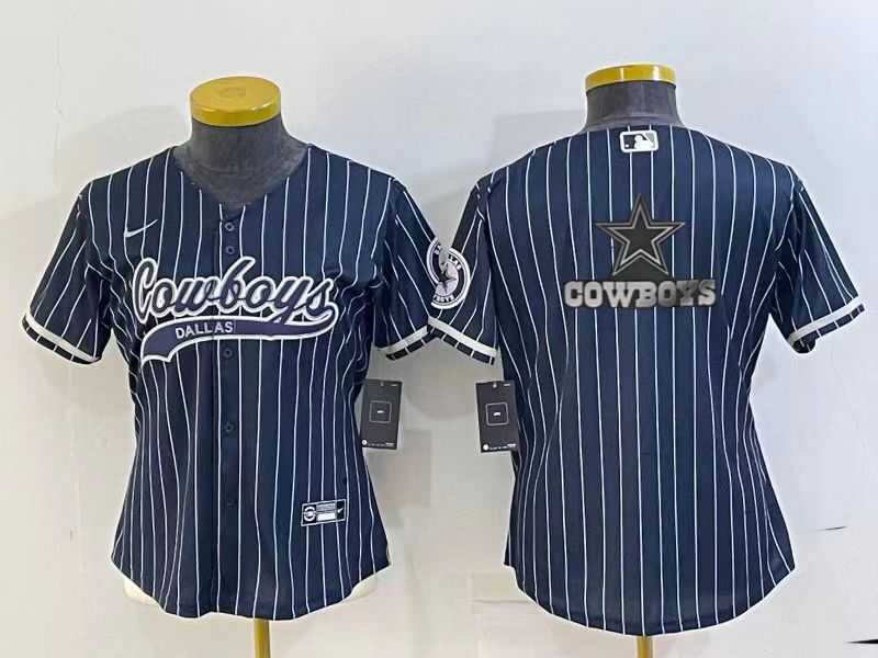 Womens Dallas Cowboys Navy Team Big Logo With Patch Cool Base Stitched Baseball Jersey